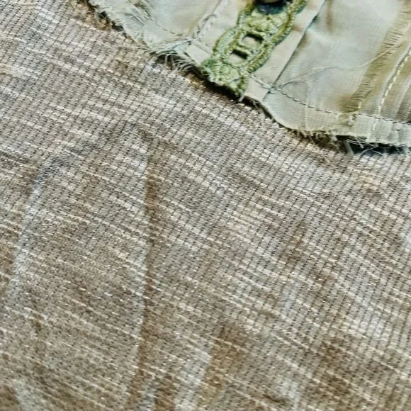 BKE Boutique Green Thermal Lace Henley Boho Cottagecore Top Large - Picture 7 of 13